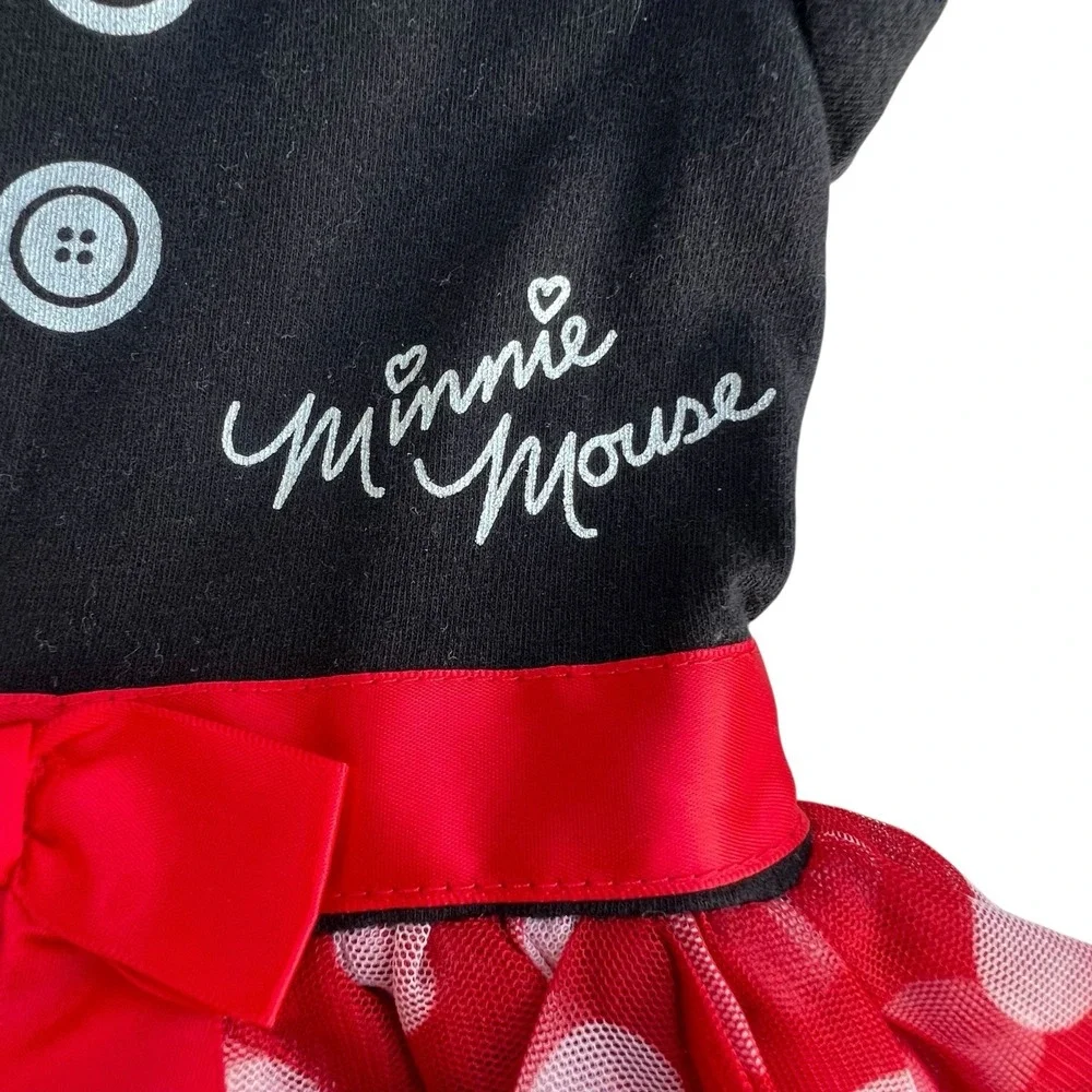 Disney Baby Dress Newborn 3 months Minnie Mouse Red Black Sequins Bow Snaps